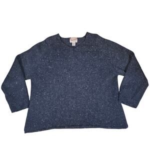 Woolrich Vintage Black V-Neck Sweater 100% Wool Women’s M Relaxed Fit